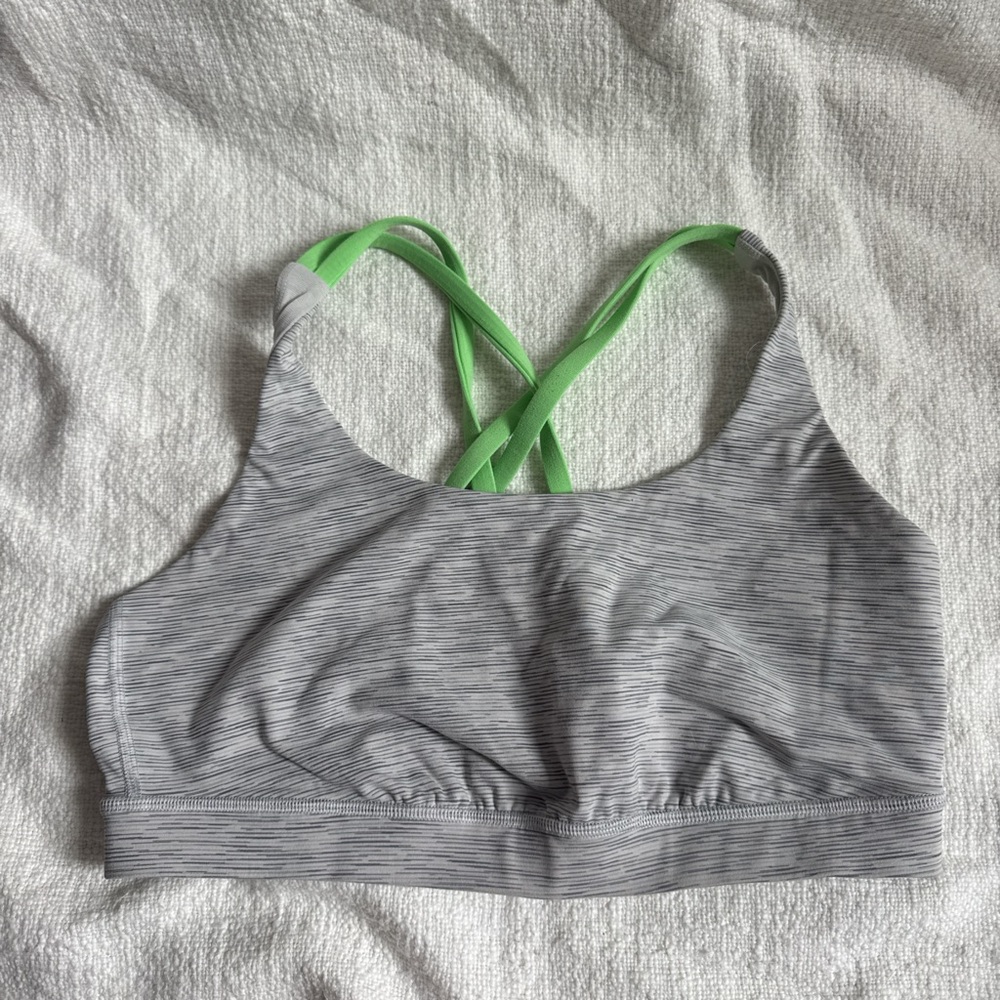 Lululemon Athletica Gray and Green Energy Sports Bra